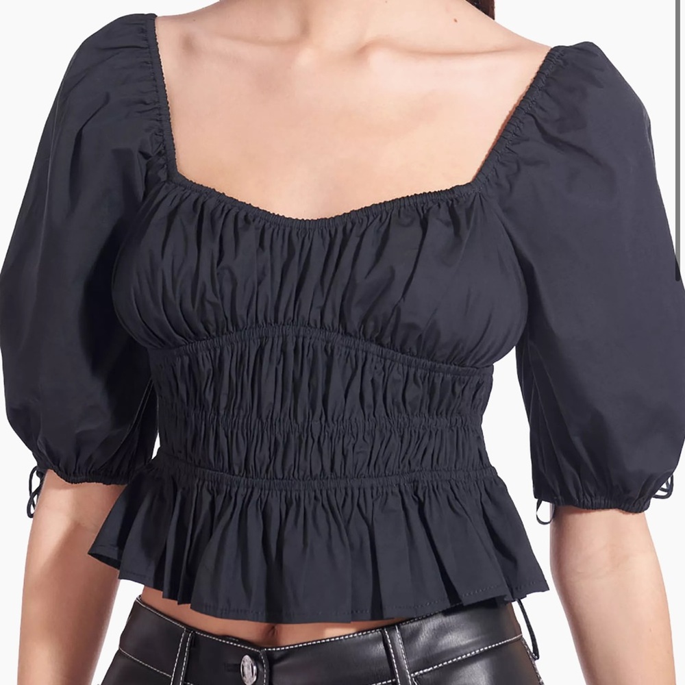 Staud Faye Gathered Puff Sleeve top - Size Small